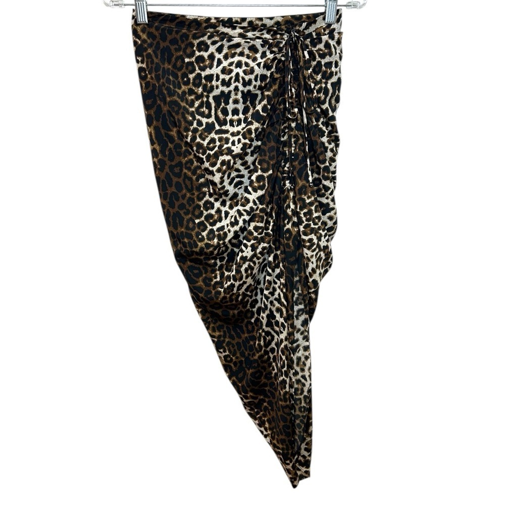 Veronica Beard - Women’s ‘Ari’ Leopard Silk Skirt, Ruched - Nude/Brown X-Small - Picture 4 of 17